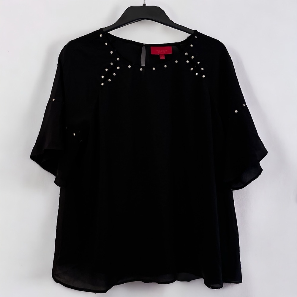 Jennifer Lopez Black Studded Flowy Top - Ladies XL - LIKE NEW